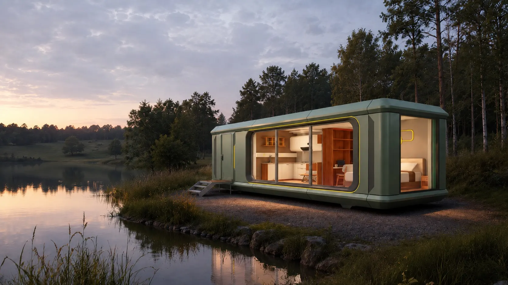 Future Cabin u rybníka